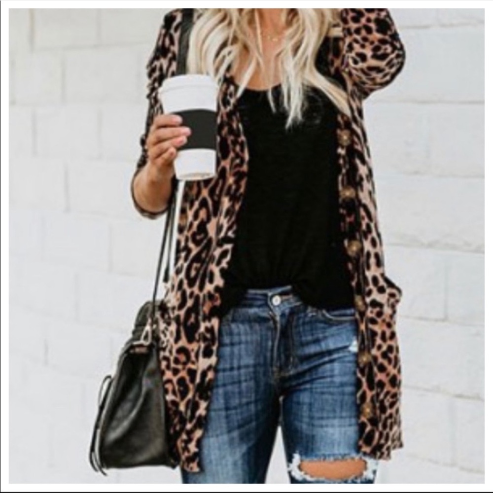 Leopard print open chic cardigan - Picture 3 of 4